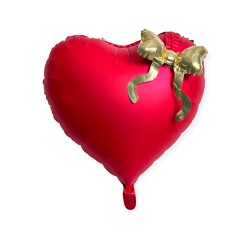 Baloane folie inima rosie 22" (56 cm) fundita aurie 