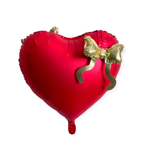 Baloane folie inima rosie 22" (56 cm) fundita aurie
