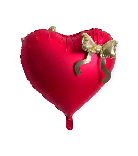 Baloane folie inima rosie 22" (56 cm) fundita aurie