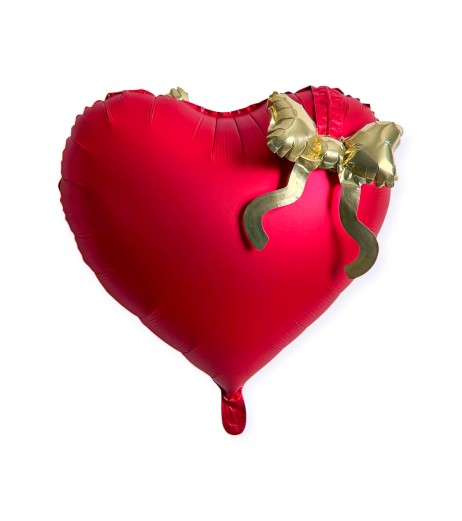 Baloane folie inima rosie 22" (56 cm) fundita aurie