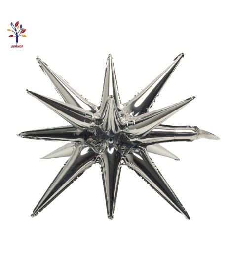 Set 5 baloane folie stea exploziva 27” (68 cm) argintiu