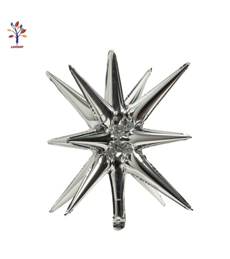 Set 5 baloane folie stea exploziva 27” (68 cm) argintiu