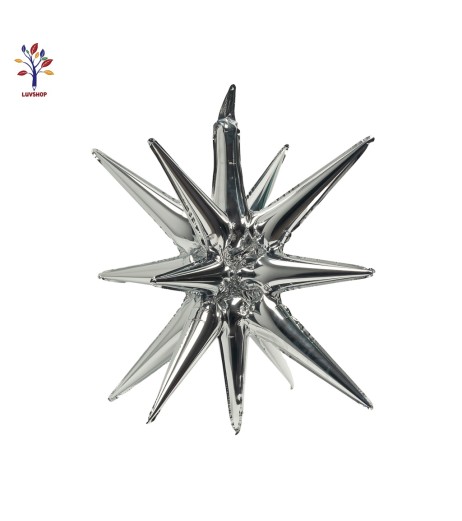 Set 5 baloane folie stea exploziva 27” (68 cm) argintiu
