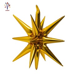 Set of 5 foil balloons exploding star 27” (68 cm) gold