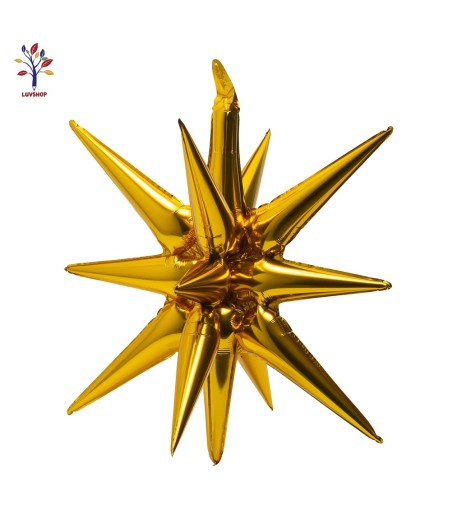 Set of 5 foil balloons exploding star 27” (68 cm) gold