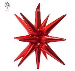 Set of 5 foil balloons exploding star 27” (68 cm) red