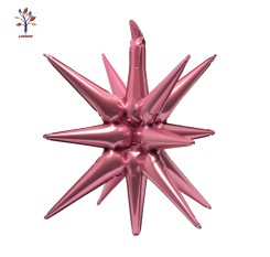 Set of 5 foil balloons, exploding star, 27” (68 cm), pink
