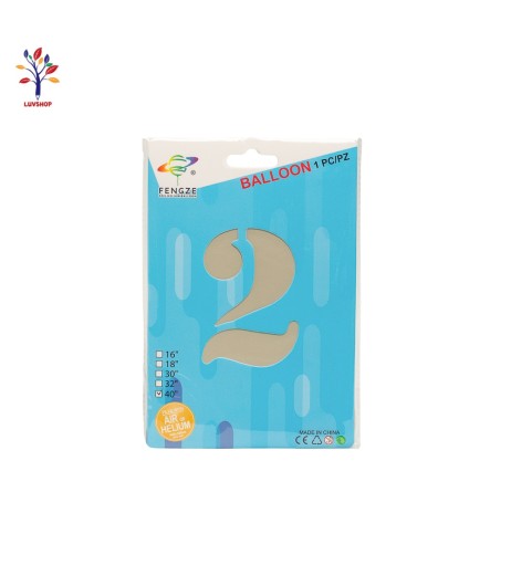 Foil balloons 40” (100 cm) milky white number 2