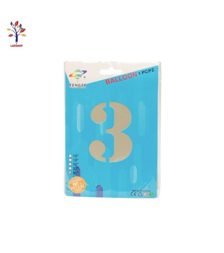 Baloane folie 40” (100 cm) milky white cifra 3