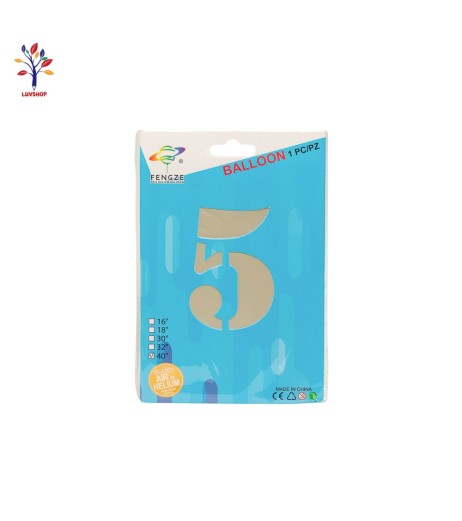Foil balloons 40” (100 cm) milky white number 5