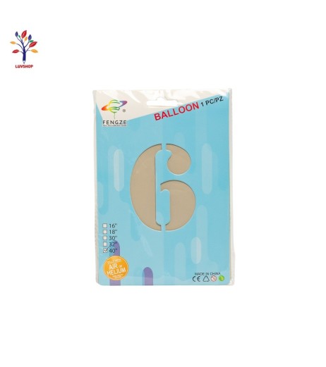 Foil balloons 40” (100 cm) milky white number 6