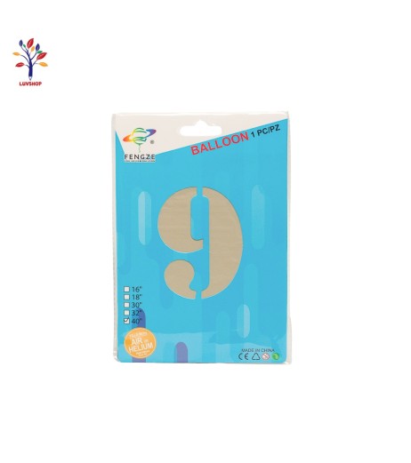 Baloane folie 40” (100 cm) milky white cifra 9