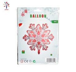 Balon folie Xmas fulg alb-rosu 50*70 cm