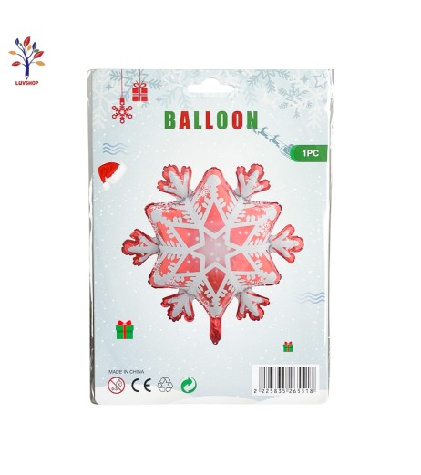 Balon folie Xmas fulg alb-rosu 50*70 cm