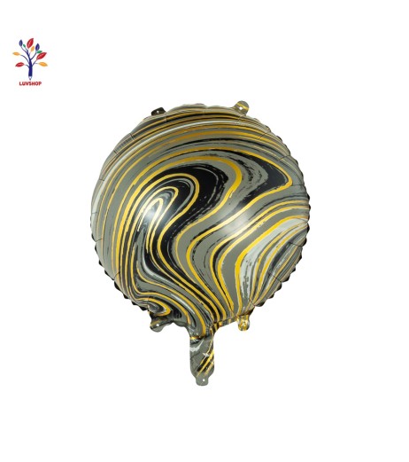 Baloane folie rotunde Marble negru-auriu 18” (46 cm)