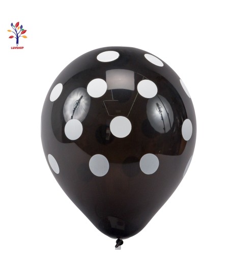BP313NA - Baloane latex negre cu buline albe 10 (25 cm) 100 buc/set Baloane latex negre cu buline albe 10 (25 cm) 100 buc/set