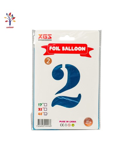 Foil balloons 40” (100 cm) blue number 2