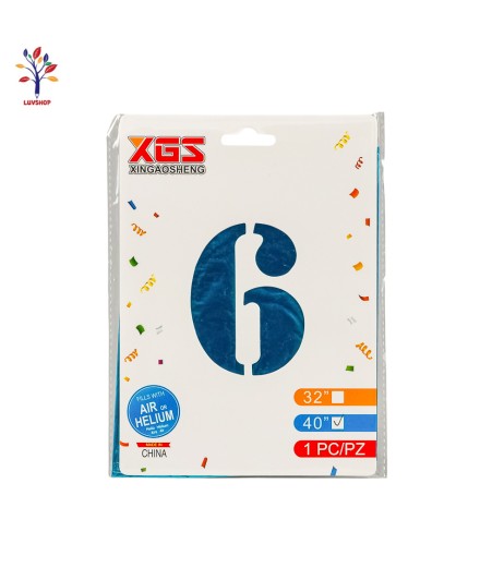 Foil balloons 40” (100 cm) blue number 6