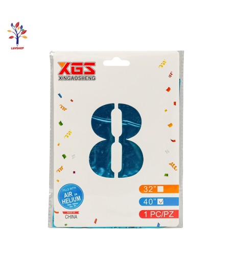 Foil balloons 40” (100 cm) blue number 8