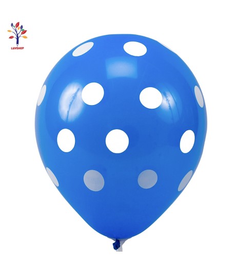 Baloane latex albastre cu buline albe 10 (25 cm) 100 buc/set