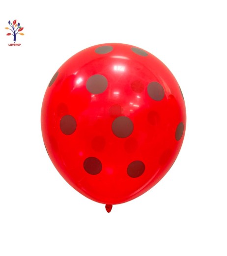 Baloane latex rosii cu buline negre 10 (25 cm) 100 buc/set