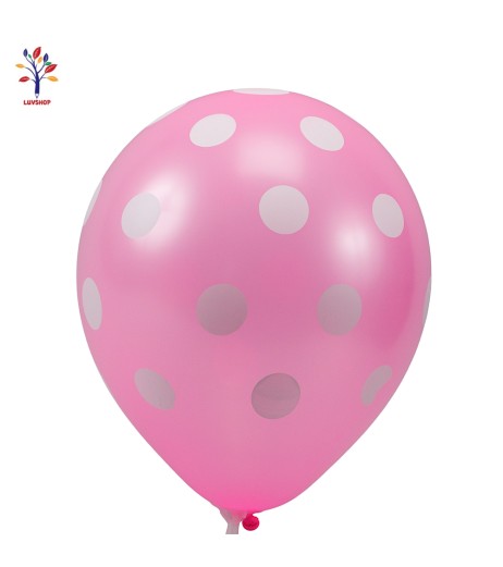 Pink latex balloons with white dots 10'' (25 cm) 100 pcs/set