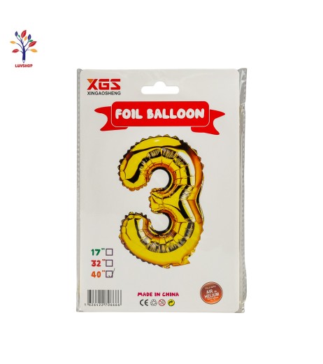 Baloane folie 40” (100 cm) auriu cifra 3