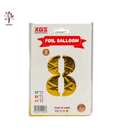 Baloane folie 40” (100 cm) auriu cifra 8