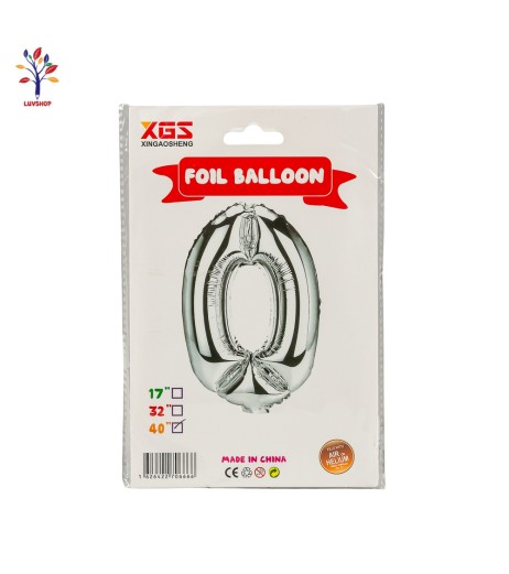 Foil balloons 40” (100 cm) silver number 0