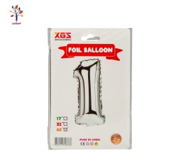 Baloane folie 40” (100 cm) argintiu cifra 1