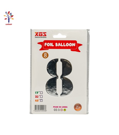 Foil balloons 40” (100 cm) silver number 8