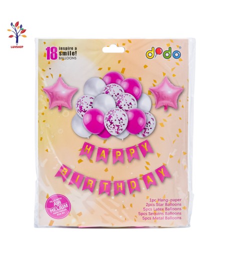 XLM43 - Baloane 18 buc/set latex + folie + ghirlanda Happy Birthday Baloane 18 buc/set latex + folie + ghirlanda Happy Birthday