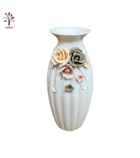 Vaza ceramica cu flori in relief