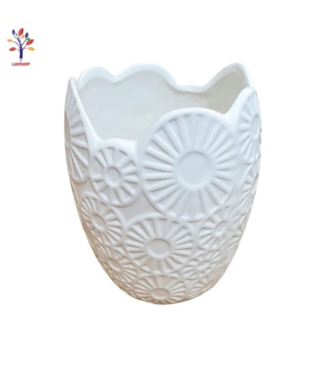 Vaza ceramica model dantelat