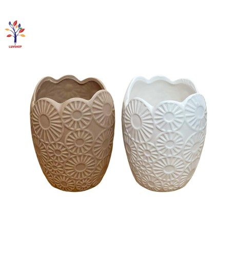 Vaza ceramica model dantelat