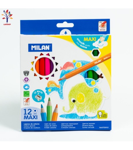 CRCOLMLNMX12HX - Creioane colorate Milan Maxi hexagon 12 culori Creioane colorate Milan Maxi hexagon 12 culori
