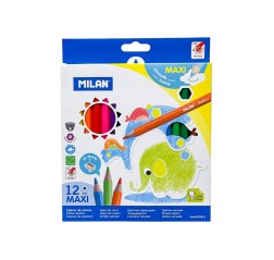 Creioane colorate Milan Maxi hexagon 12 culori