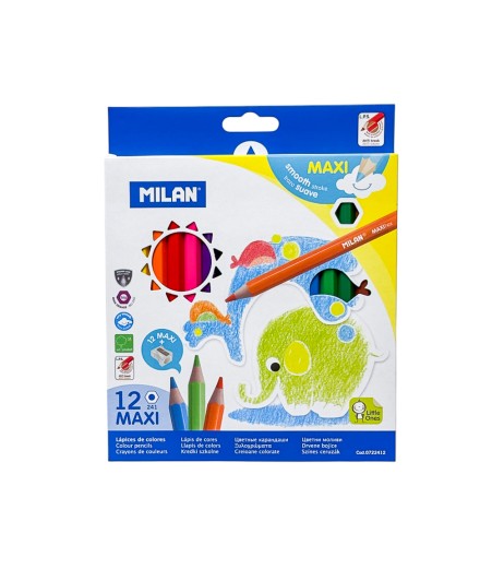Creioane colorate Milan Maxi hexagon 12 culori
