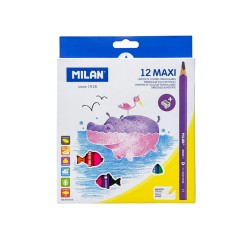 Creioane colorate Milan Maxi triunghi 12 culori