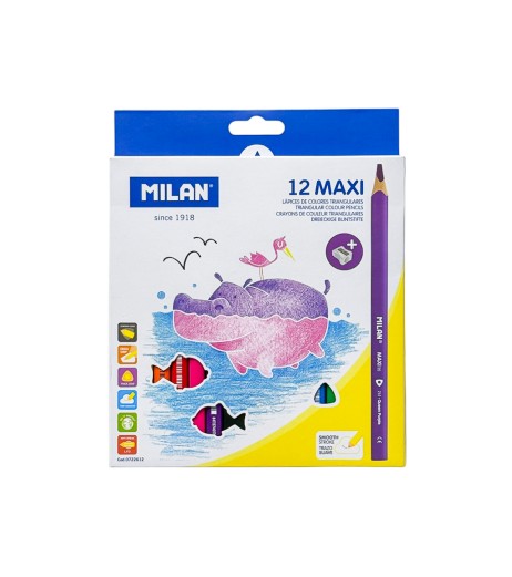 Milan Maxi triangle colored pencils 12 colors