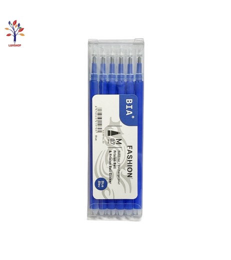 Set of 6 BIA 0.7 rollerball refills blue