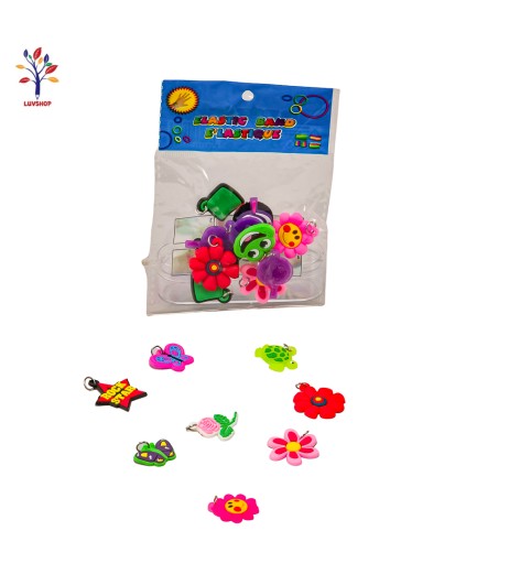 Accesoriu plastic floricele pentru bratari elastice