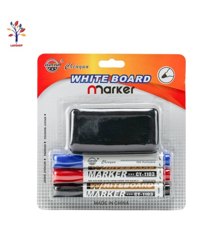 Set of 3 whiteboard markers + sponge 1103