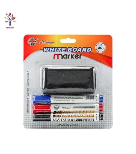 Set of 3 whiteboard markers + sponge 1103