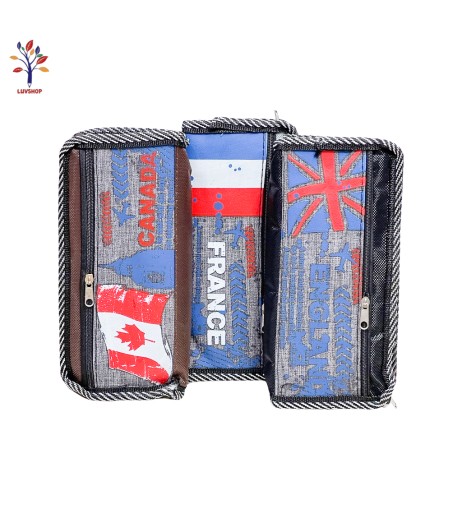 Textile pencil case with zipper Countries 1712