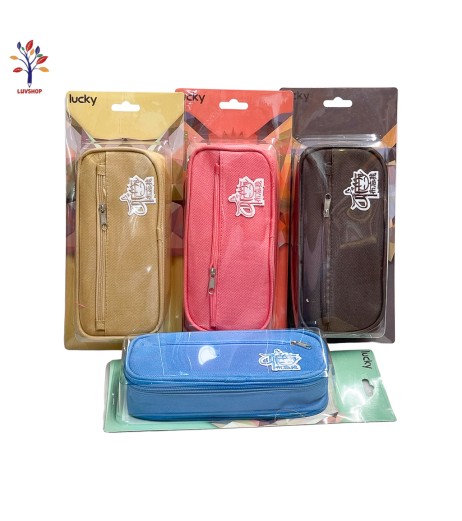 Lucky 203 zippered textile pencil case