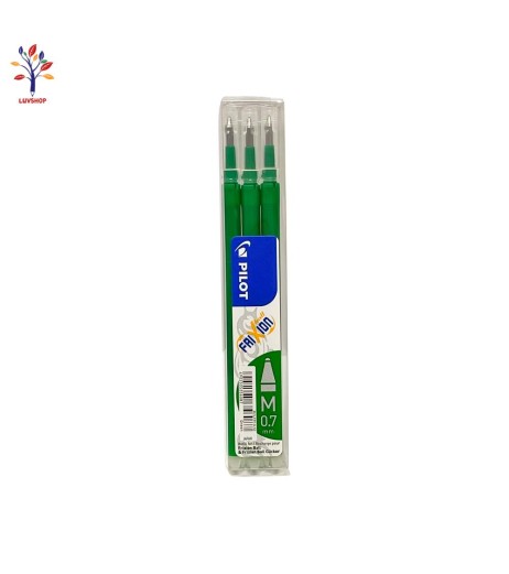 Set of 3 Pilot Frixion 0.7 green roller refills